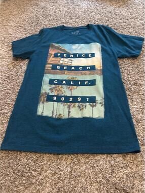 Unvibe Boys Large Teal Venice Beach Graphic T-Shirt Casual Fit